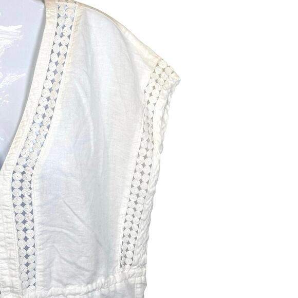 J. CREW White Embroidered Linen Beach Swimsuit Cover-Up Tunic Tassel Sz XXS - Picture 4 of 12